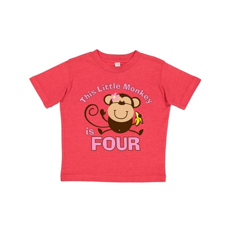 

Inktastic Little Monkey Girl 4th Birthday Gift Toddler Toddler Girl T-Shirt