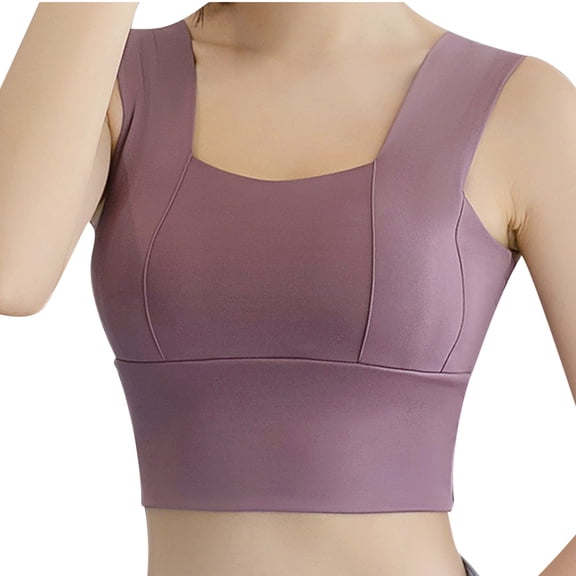 Seamless Sports Bra Women Training Sports Underwear Running Bralettes Yoga High Strength Shock-Proof Sports Bra V-Neck T-Shirt Bra Hook and Eye Closure Full-Figure Bra Style Y-549 , Purple M