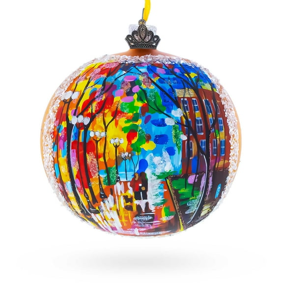 Night Walk Painting Glass Ball Christmas Ornament 4 Inches