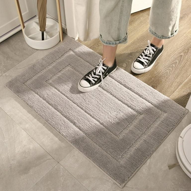 Grofry Bathroom Mats Non-slip Stains Resistant Polyester Soft Texture Bath  Floor Mat for Kitchen Blue 50*80cm
