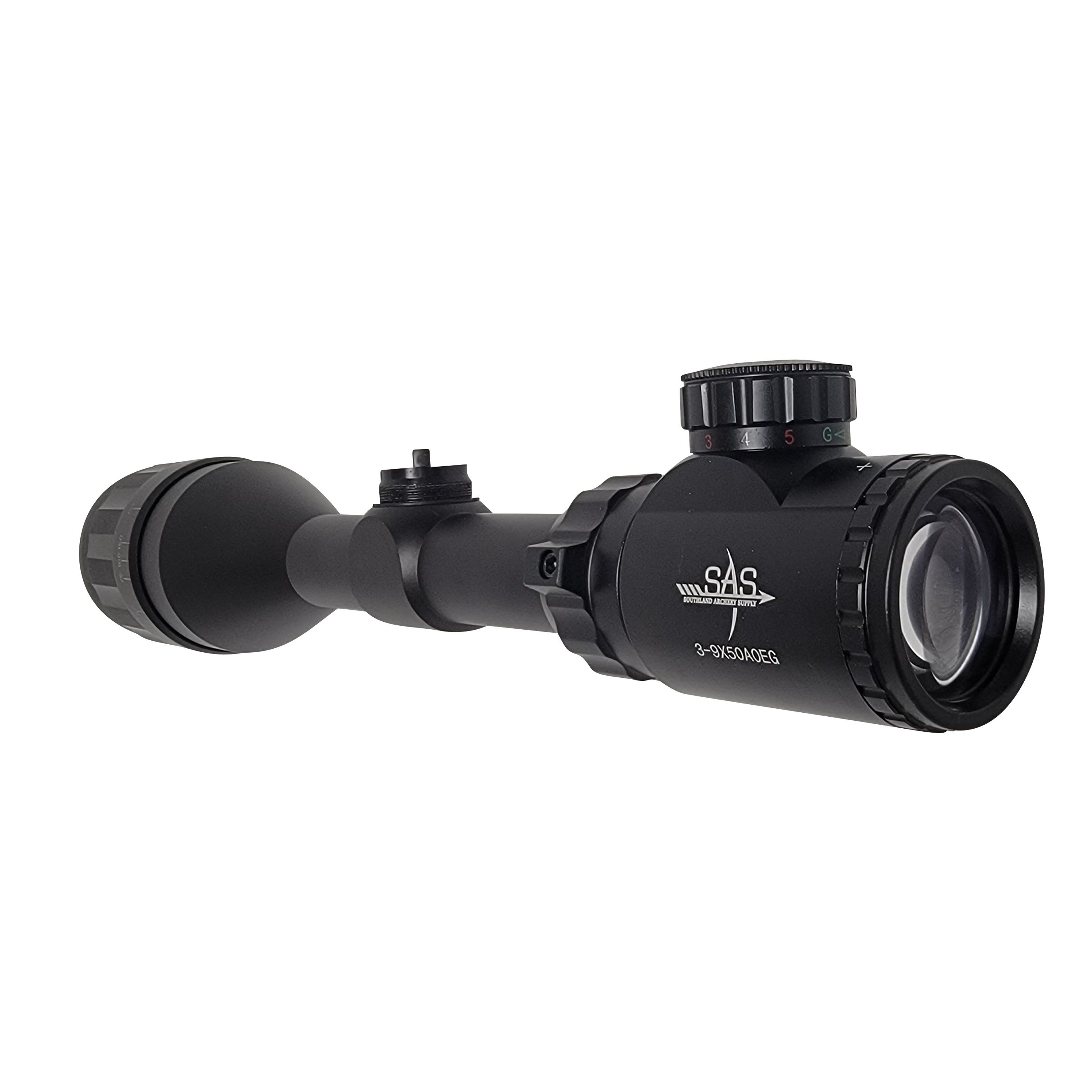 SAS Hunting 3-9x50 AO Red/Green Illuminated Crossbow Scope Rangefinder Reticle