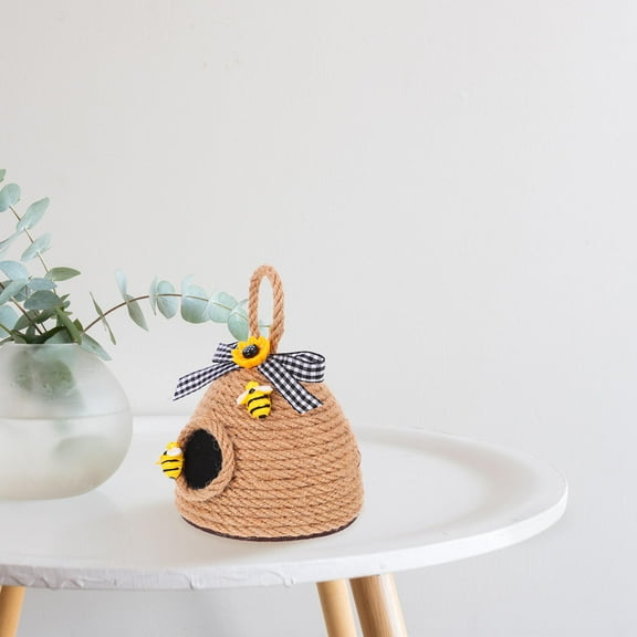 RENACLIPY Beehive Decor with Light Brown Flax Rope, Charming Home and Garden for Indoor and Outdoor Use