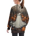 thumbnail image 5 of Odeerbi Teen Boys Girls Halloween Hoodies Ghost Print Hooded Sweatshirts Crewneck Oversized Hooded Sweatshirt 4-14 Years Kids Fashion Long Sleeve Pullover Tops Gray, 5 of 6