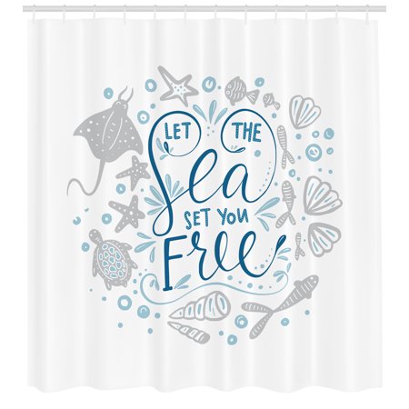 Nautical Shower Curtain Let The Sea Set You Free Quote With Nautical Shower Curtain Let The Sea Set You Free Quote With Shellfish Turtle And Stingray