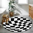 thumbnail image 4 of Black and White Checkered Round Area Rug 4 FT, Non Slip Indoor Outdoor Rug, Modern Irregular Geometric Washable Soft Circular Carpet Non-Shedding Floor Mat for Coffee Table Nursery Foyer Balcony, 4 of 9