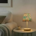 thumbnail image 2 of Yayeee Mini Table Lamp 10.8" Dimmable with Fabric Shade 3 Color Temperatures, Purple Art Pattern, 2 of 7