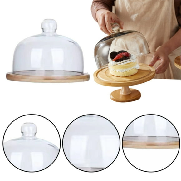 Ynlkorvg Baking trays trays Cake Rack With Glass Dome 2 In 1 Cheese Cupcake Decoration Tray Glass Dome With Base Suitable For Kitchen Parties
