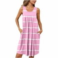 thumbnail image 2 of Sakmal with Pockets Womens Nightgown Soft Vintage Sleep Tanks Loungewear Striped Sleeveless Pink Sleep Tanks, 2 of 7