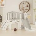 thumbnail image 5 of KORIMEFA 8 in 1 Kids Slide Set with Climber, Toddler Climber Slide Play Set with Basketball Hoop, Tunnel, Toddler Playground Outdoor Indoor layground Slide Playset Age 1+, 5 of 14