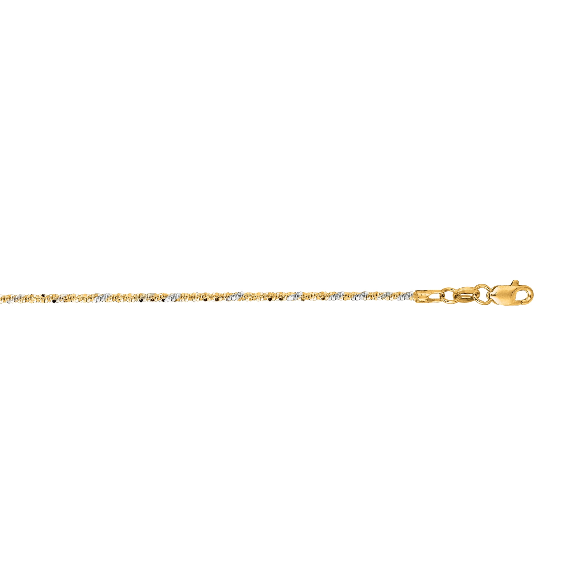 14K Yellow & White Solid Gold 1.5mm wide Diamond Cut Sparkle Chain 18 Necklace Lobster Clasp