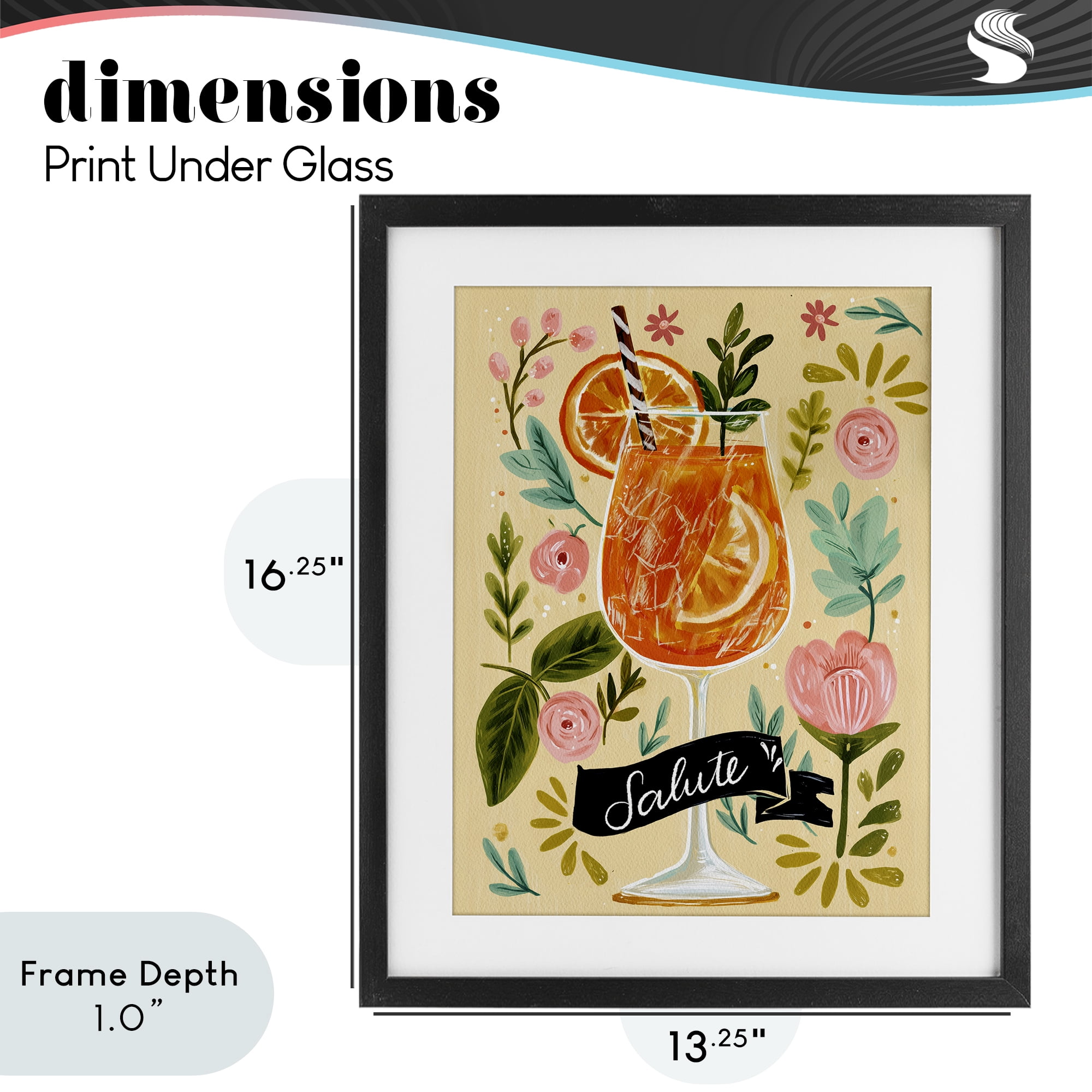 Stupell Industries Salute Citrus Cocktail Black Framed Print Under Glass, design by Yen