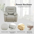 thumbnail image 4 of Power Reclining Sofa Set, Genuine Leather Recliner Couch Set, 3 Pieces Top Grain Leather Sofa with Built in USB Port for Living Room (Light Grey), 4 of 9