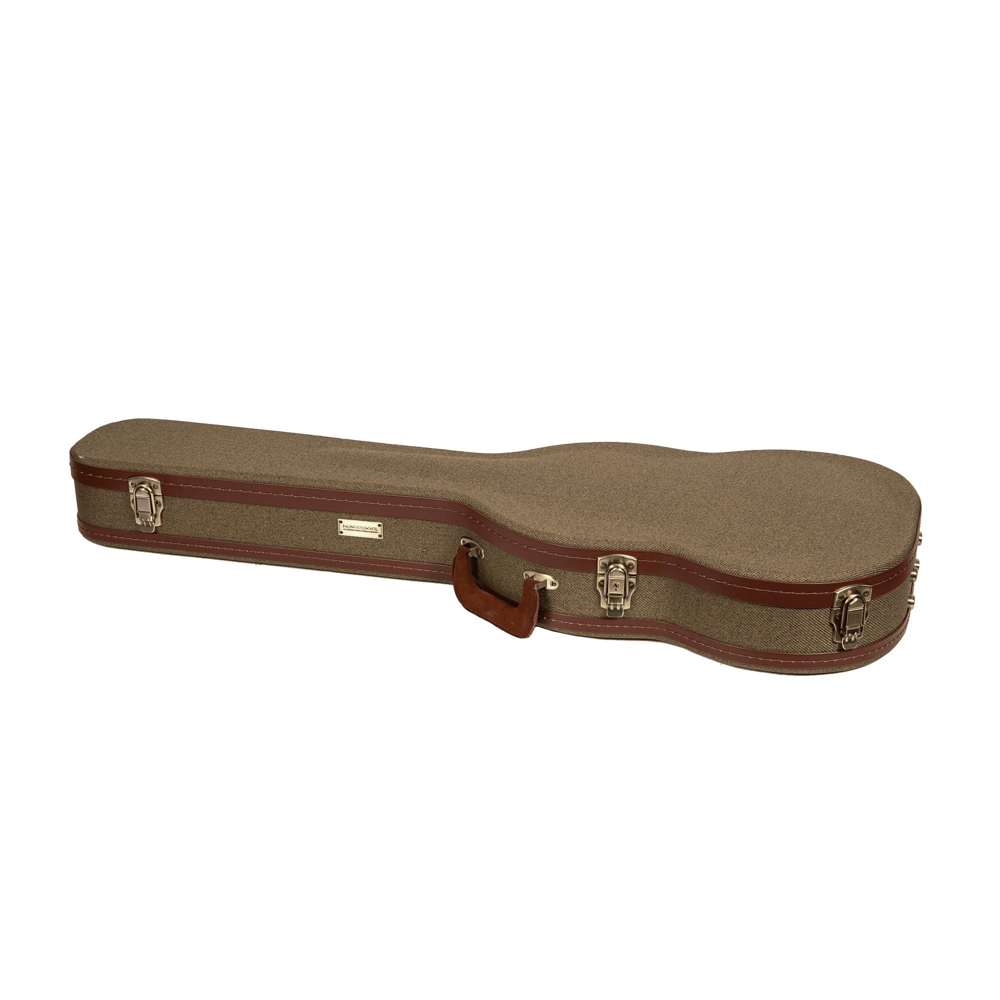 Crossrock Master Series - Wooden SG Electric Guitar Case - Security Lock, Genuine Leather Handle, Reinforced Hardware, Metal Feet, Storage Space- Olive Green Tweed