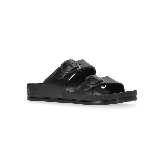 Time and Tru Women's Double Buckle Slide Sandals