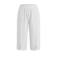 thumbnail image 4 of ClodeEU Women's Elastic Waist Capri Pants, Casual Loose Fit Cropped Trousers with Pockets for Summer White,Women's Plus XL, 4 of 8