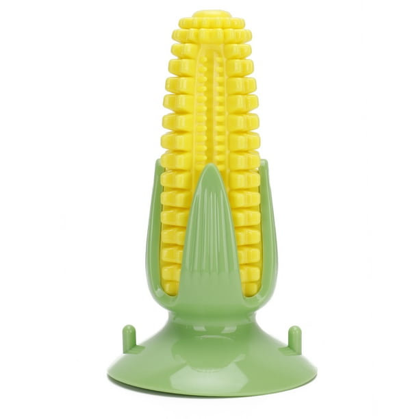 Juguete masticable para perros con forma de maíz, duradero, para limpiar los dientes, con ventosa.