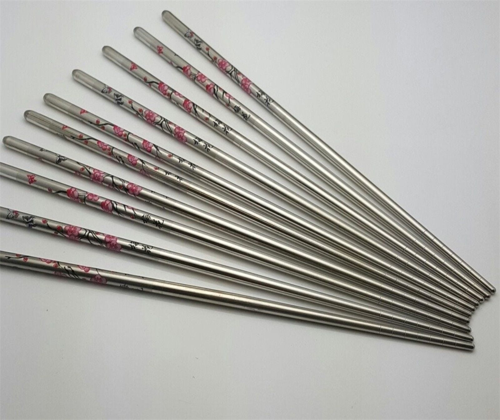 Metal Stainless Steel Chopsticks Spiral Threaded CHOP Sticks 5 Pairs/set 2 Set for sale online 