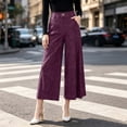 thumbnail image 2 of SBYOJLPB Women's Wide-leg Pants Solid Color Loose Casual Comfortable High-waisted Trousers, 2 of 7