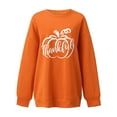 thumbnail image 2 of QLEICOM Women Thanksgiving Print Long Sleeves Blouse, Round Neck Casual Pullover Tops, Pumpkin Car Happy Thanksgiving Print Sweatershirt, Loose Oversized Autumn Hoodless Tops Blouse Orange-D XXL, 2 of 3