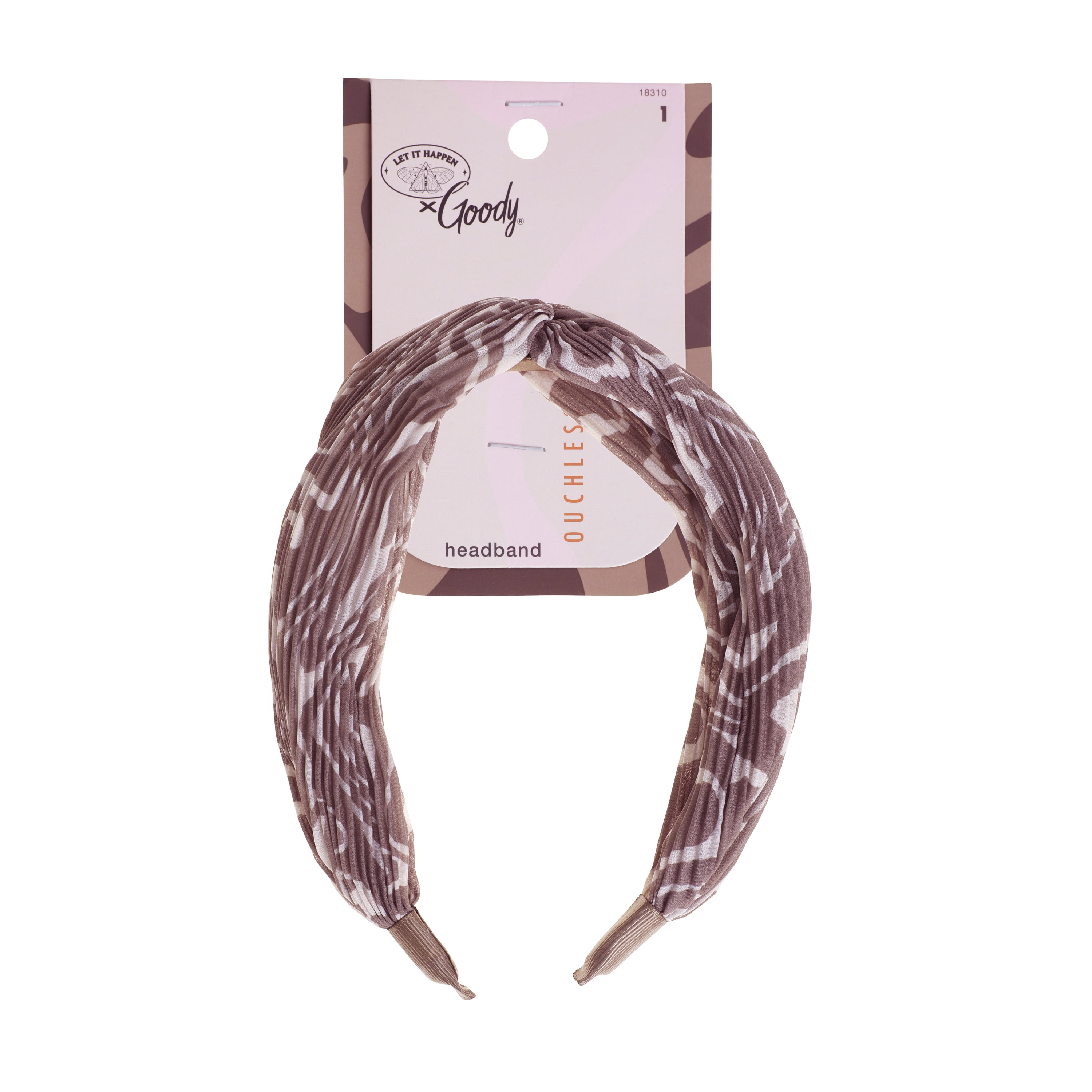 Goody Tru X Let It Happen Collab Ouchless® Pleated Fabric Knotted Headband Tan, 1 CT