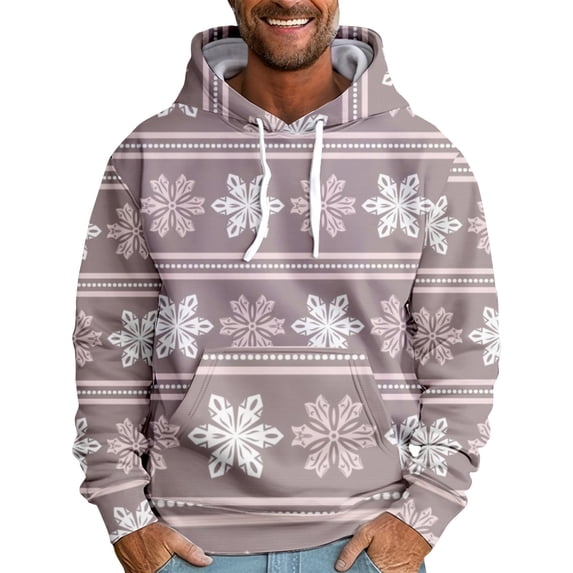 Christmas Big and Tall Hoodies for Men Lightweight Funny Christmas Graphic Outdoor Sweatshirt for Men Long Sleeve Pullover with Pockets Pink 8XL