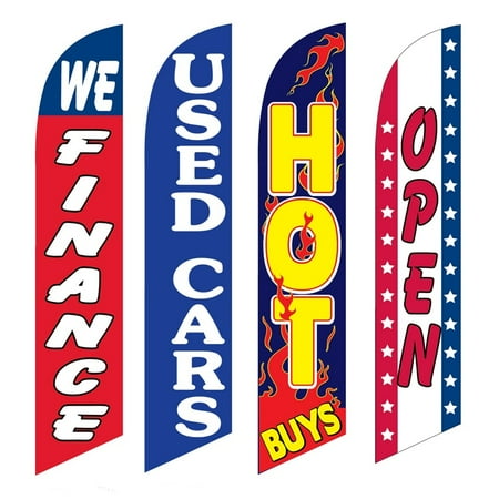 4 Advertising Swooper Flags We Finance Used Cars Hot Buys Open