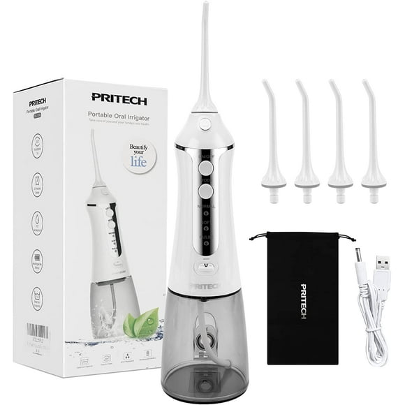 Water Flosser Cordless Teeth Cleaner - Pritech Professional Oral Irrigator Dental Calculus Remover for Travel & Home, Braces & Bridges Care, Tartar Scraper Plaque Remover for Teeth