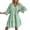 Green, variant on Women's V Neck Puff Sleeve Cake Dress Solid Color Short Sleeve Flowy Tiered Midi Dress Spring Summer Casual Party Beach Wear
