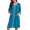 Blue Green, variant on Zipper Robes for Women 3/4 Sleeves Lightweight House Coat Zip Up Bathrobe Soft Nightgown with Pockets