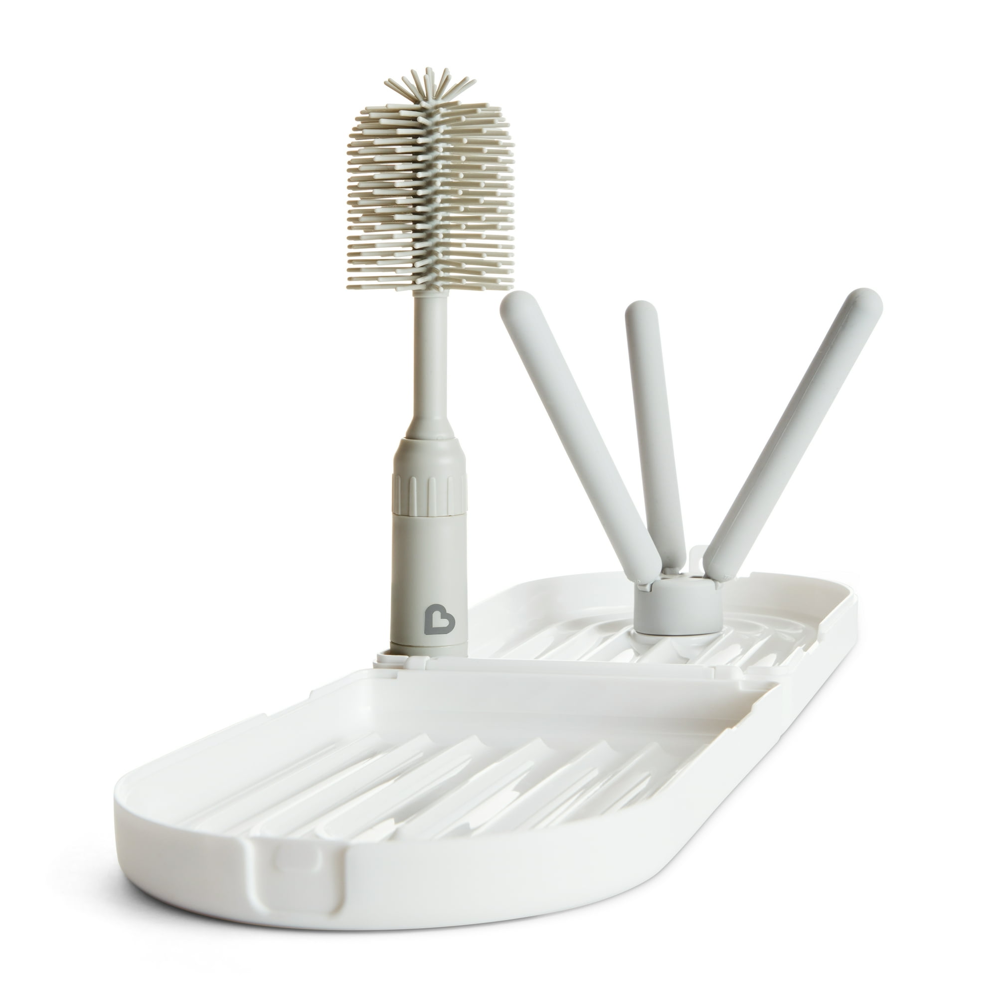 Munchkin® Portable Bottle Drying Rack with Silicone Bottle Brush, Great for Travel and Diaper Bags, White