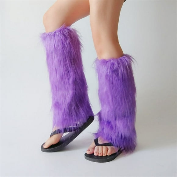 Couvre-botte Duveteux Imitation Chaussettes Couvre-Chaussures Couvre-Jambes Couvre-Pieds Longs Chauffe-Jambes pour Femmes Chaud et Mince