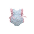 thumbnail image 1 of TheFound Ruffled Rabbit Print Fly Sleeve Square Collar Bodysuit with Bows, 1 of 9