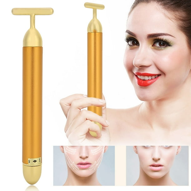Masajeador facial de oro K acabado de lujo del masajeador facial electrico del masaje facial del oro 24K Walmart en linea