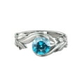 thumbnail image 1 of Blue Topaz 1 CT Ring 14K White Gold Flower Leaves Leaf, 1 of 7