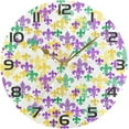 thumbnail image 5 of 10 Inch Mardi Gras Wall Clock, Silent Non Ticking Battery Operated Round Clock for Kitchen Office School Home Decorative, 5 of 7