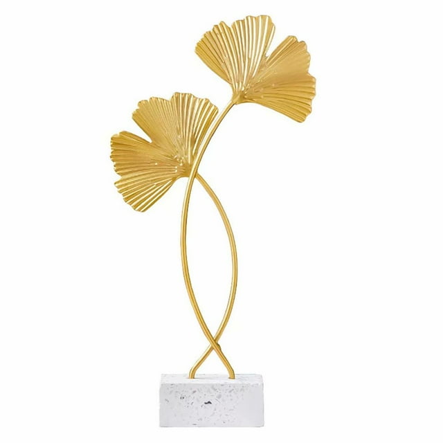 Hojas Doradas, Adornos de Ginkgo Biloba, Decoración de Metal para Sala de Estar al Aire Libre, jardín, Accesorios de Escultura ModJMna (1 Pieza, Dorado 28 cm)