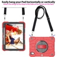 thumbnail image 5 of Dteck for iPad Air 11 inch 7th (M3) 2025 / 6th (M2) 2024, Heavy Duty Shockproof Protective Case Stand and Hand/Shoulder Strap for iPad Air 6th Generation Cover with Pen Holder, Red, 5 of 11