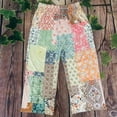 thumbnail image 4 of VNKIDY Womens Boho Patchwork Print High Waist Smocked Elastic Waist Wide Leg Pants Side Pocket Loose Fit Casual Trousers For Summer Daily Wear Pink XXXXL, 4 of 5