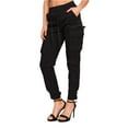 thumbnail image 4 of American Bazi Women's High Waist Drawstring Waist Cargo Joggers RJJ2898 - Black - Small, 4 of 6