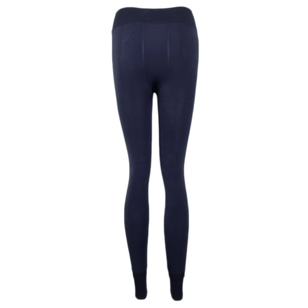 Women Winter Thermal Thick Fleece Lined Leggings Warm Elastic Pants Dark  Blue