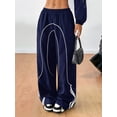 thumbnail image 6 of Womens Parachute Pants Y2K Wide Leg Cargo Sweatpants Waist Jogger Pants with Pockets Navy Blue XS, 6 of 9