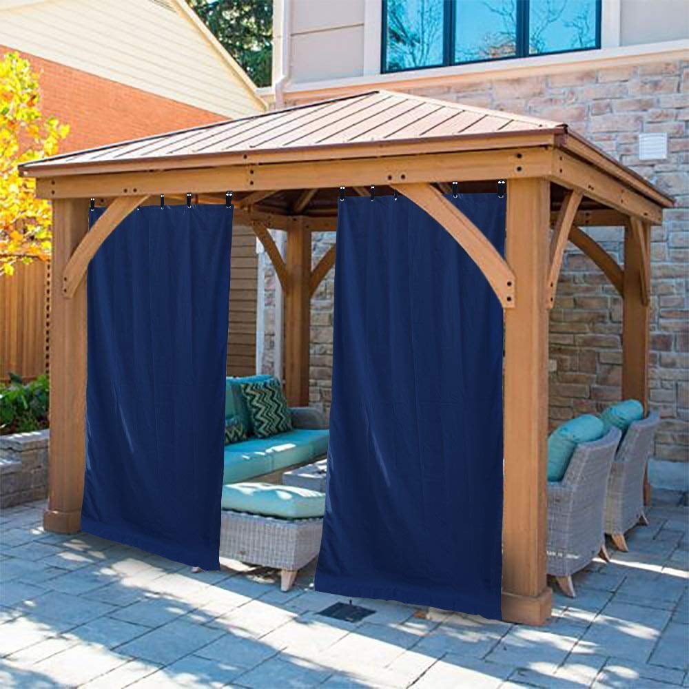 Drewin Outdoor Curtains Waterproof for Patio Blackout Curtain 1 Panel Windproof Weather Resistant Privacy Drapes for Gazebo Swimming Pool Porch Pergola,Space Grey 100x84 Inches