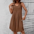 thumbnail image 1 of Ovzne Robes d'Été pour Femmes Robe Mode Féminine Été Couleur Unie Sans Manches Col Rond Robe Décontractée en Coton et Lin Robe de Printemps Liquidation, 1 of 6