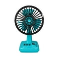 thumbnail image 2 of Ventilador de escritorio pequeño, diseño vintage, compacto, recargable, eléctrico, portátil, refrigeración por aire. azul, 2 of 9