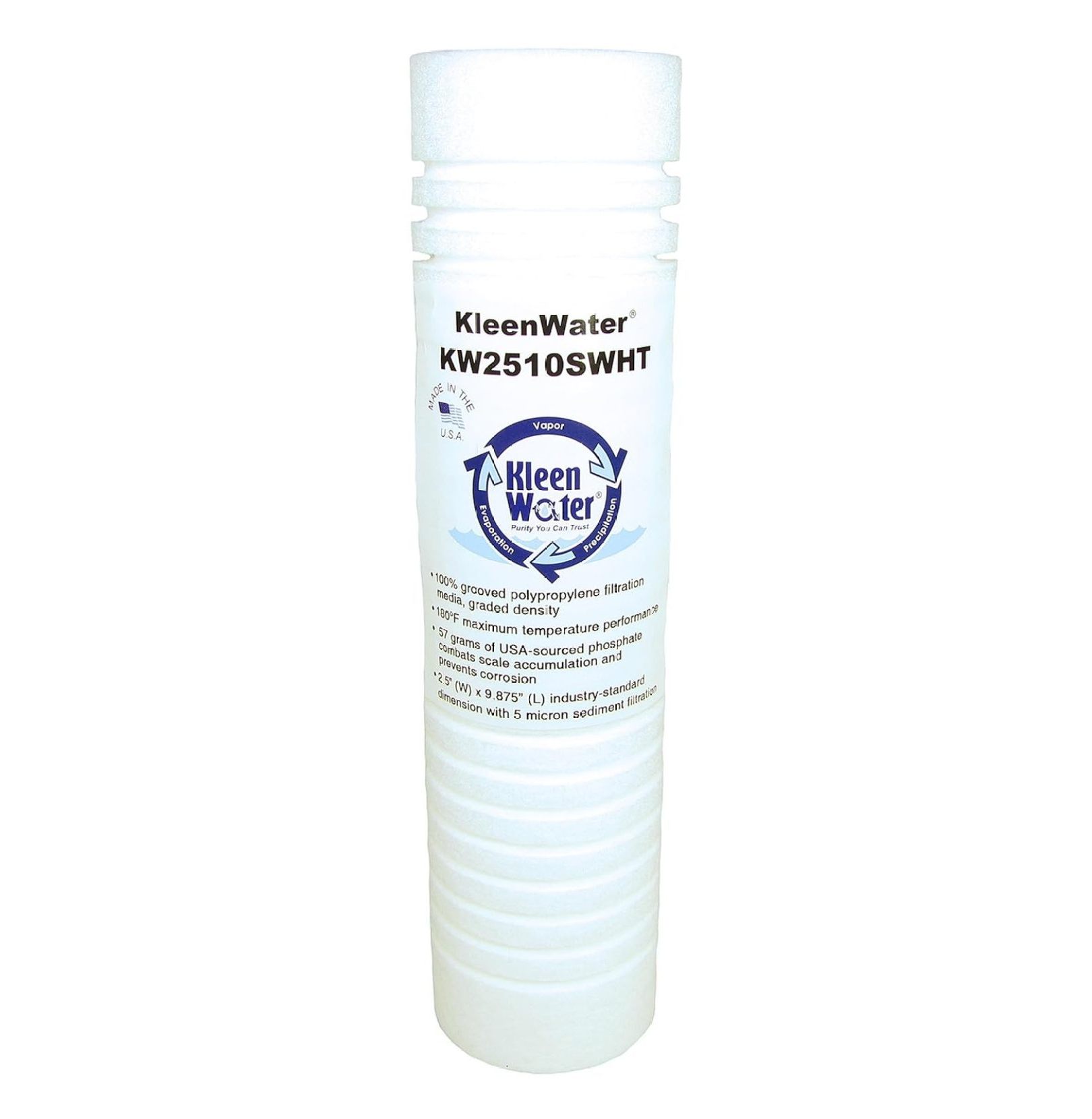 Dishwasher Water Filter, KW2510HW Under Sink Filtration System, Polyphosphate Filters for Hard Water and Cloudy Film Residue on Dishes and Glasses