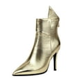 thumbnail image 6 of YLYL Women's Leather Ankle Boots Pointed Toe Stiletto Heel Fashion Sexy Back Zipper Party Dress Boots, 6 of 9