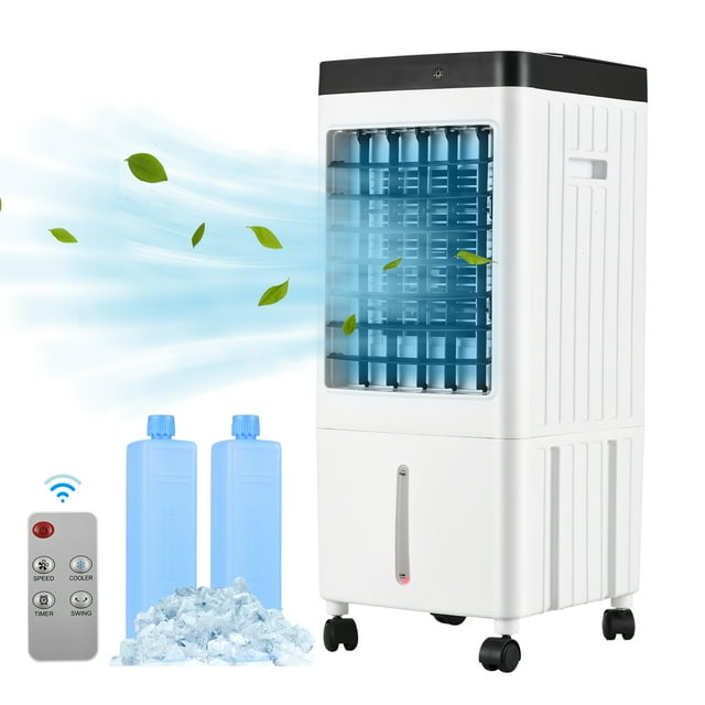Ventilador de aire acondicionado Ventilador de aire acondicionado portátil, enfriador evaporativo, máquina de enfriamiento de 3 velocidades con temporizador de 7,5 horas con Control remoto para habita
