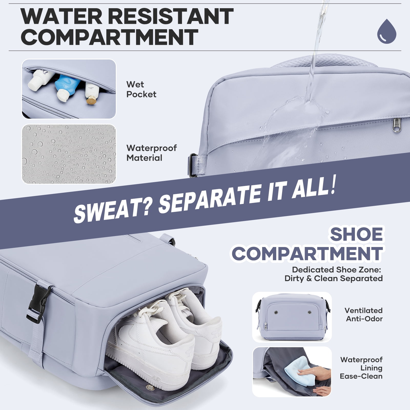 Vacpack Backpack with Vacuum Seal Travel Backpack Men, Vacuum Compression Backpack with Portable Air Pump, Vacuum Seal Carry on Backpack for Airplanes Women Laptop Airback Vac Pack Daypack Purple