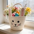 thumbnail image 5 of Beautynvta Easter Bunny Basket, Small Bunny Woven Basket with Handle, Easter Gifts Basket Egg Hunt Baskets, Holiday Decorative Storage Basket, Pink, 5 of 7