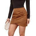 thumbnail image 3 of TRKIYQC Falda Cruzada Fruncida para Mujer, Falda Corta con Dobladillo de Tulipán Asimétrico de Color Sólido de Cintura Alta TRKIYQC  moda, 3 of 8